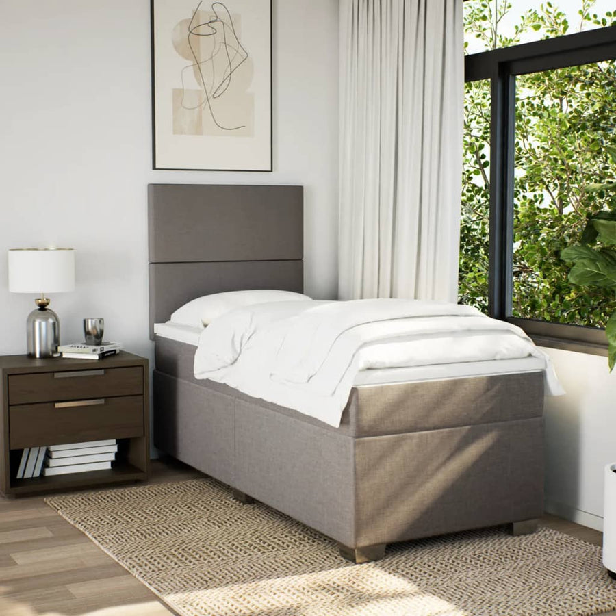 Boxspring met matras stof taupe 100x200 cm