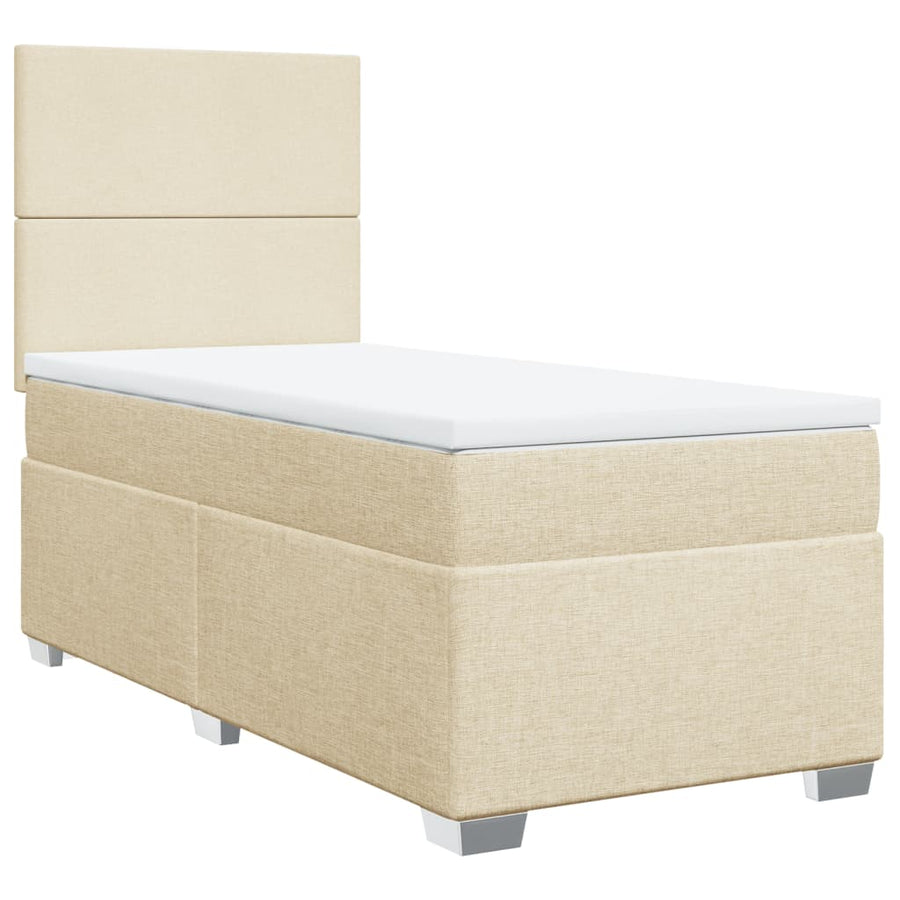 Boxspring met matras stof crèmekleurig 100x200 cm