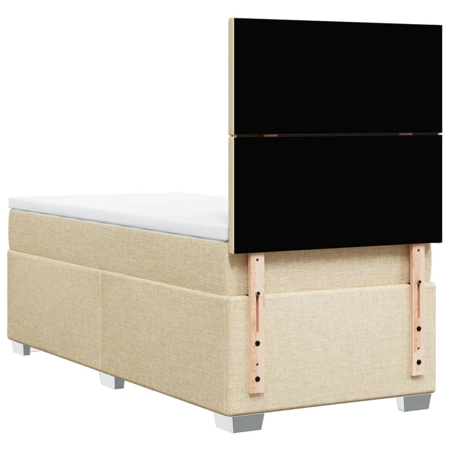 Boxspring met matras stof crèmekleurig 100x200 cm