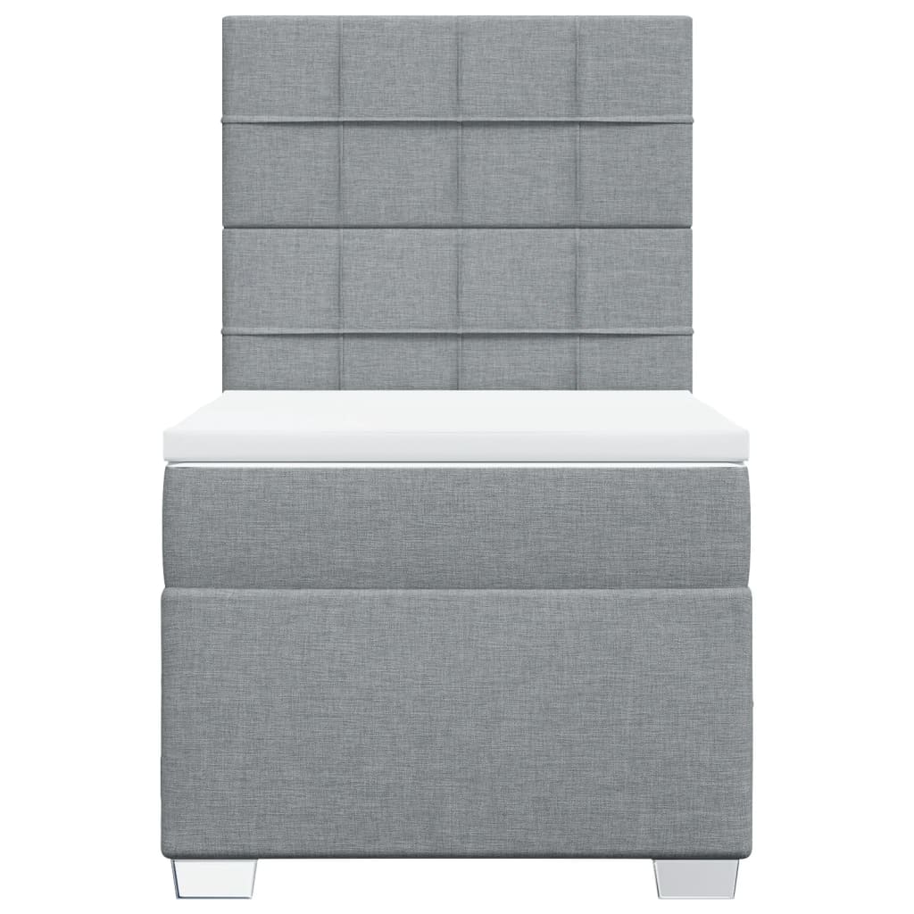 Boxspring met matras stof lichtgrijs 100x200 cm