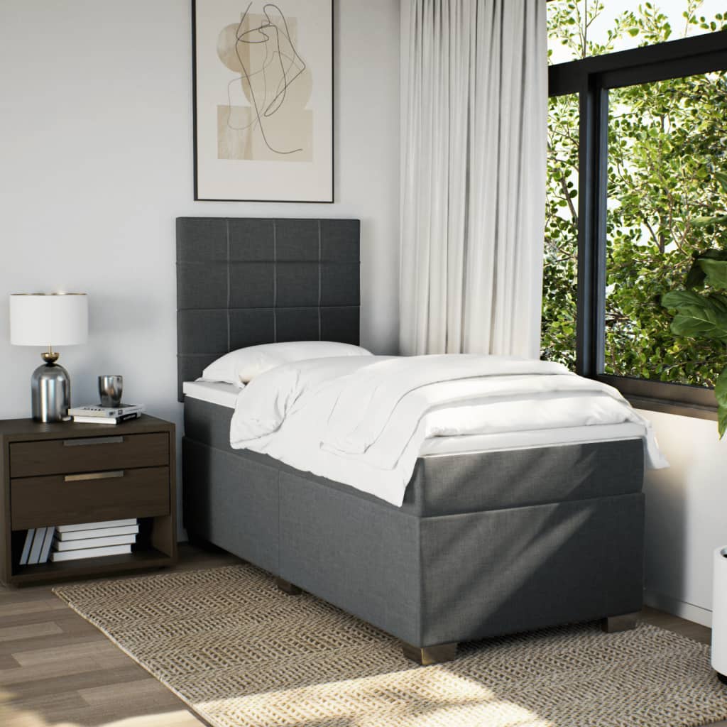 Boxspring met matras stof donkergrijs 100x200 cm