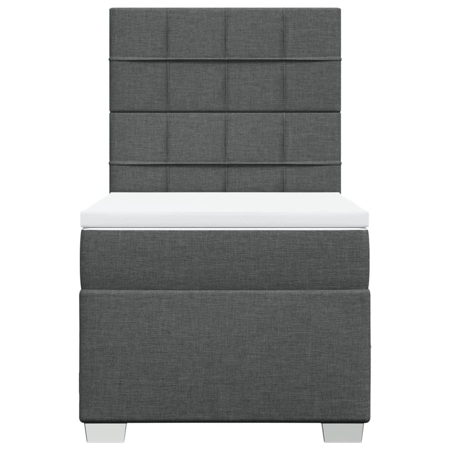 Boxspring met matras stof donkergrijs 100x200 cm