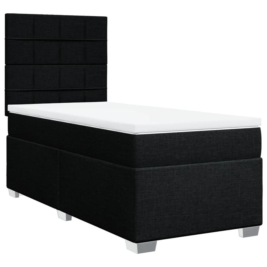 Boxspring met matras stof zwart 100x200 cm