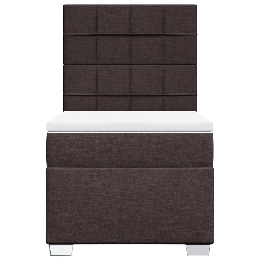 Boxspring met matras stof donkerbruin 100x200 cm