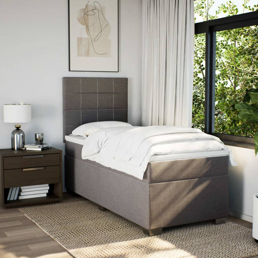 Boxspring met matras stof taupe 100x200 cm