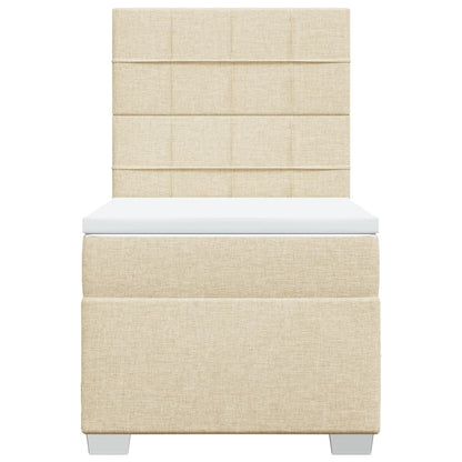 Boxspring met matras stof crèmekleurig 100x200 cm