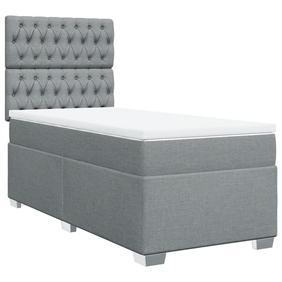 Boxspring met matras stof lichtgrijs 100x200 cm