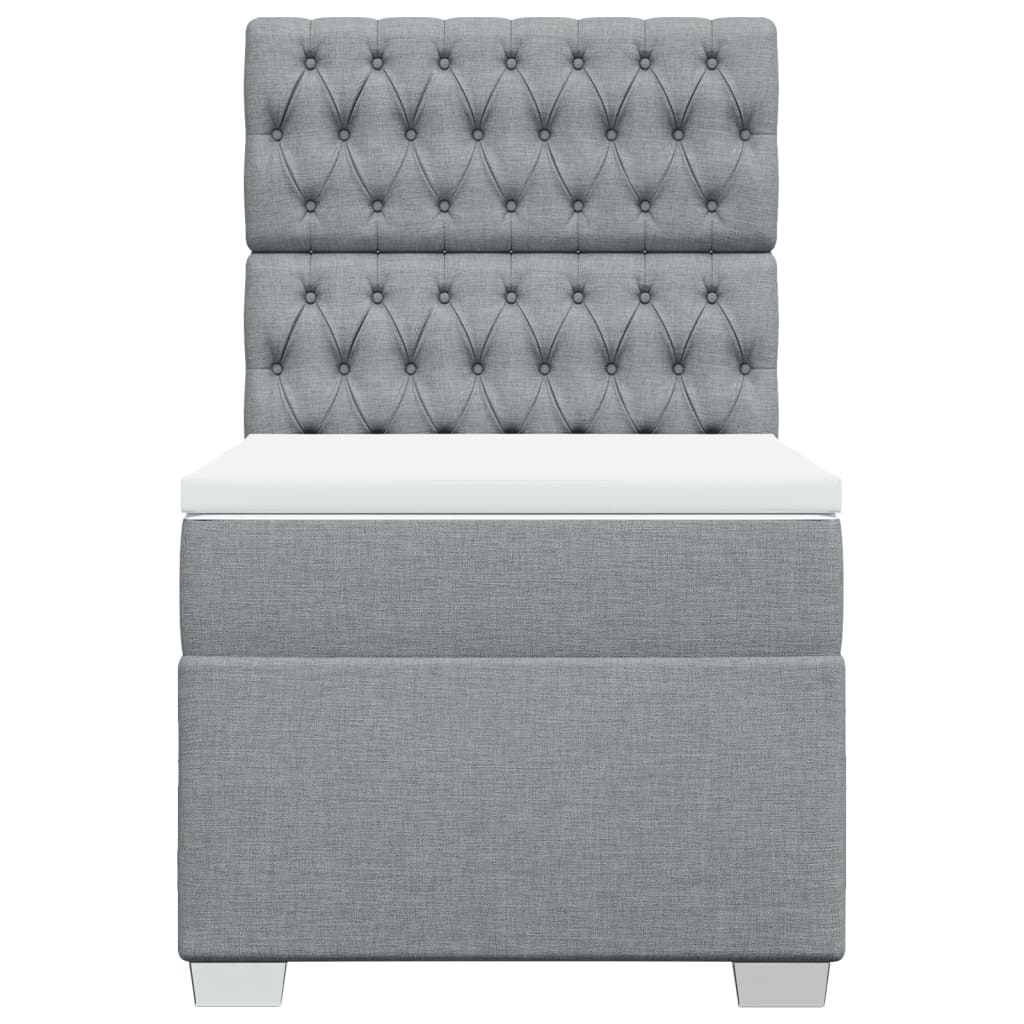 Boxspring met matras stof lichtgrijs 100x200 cm