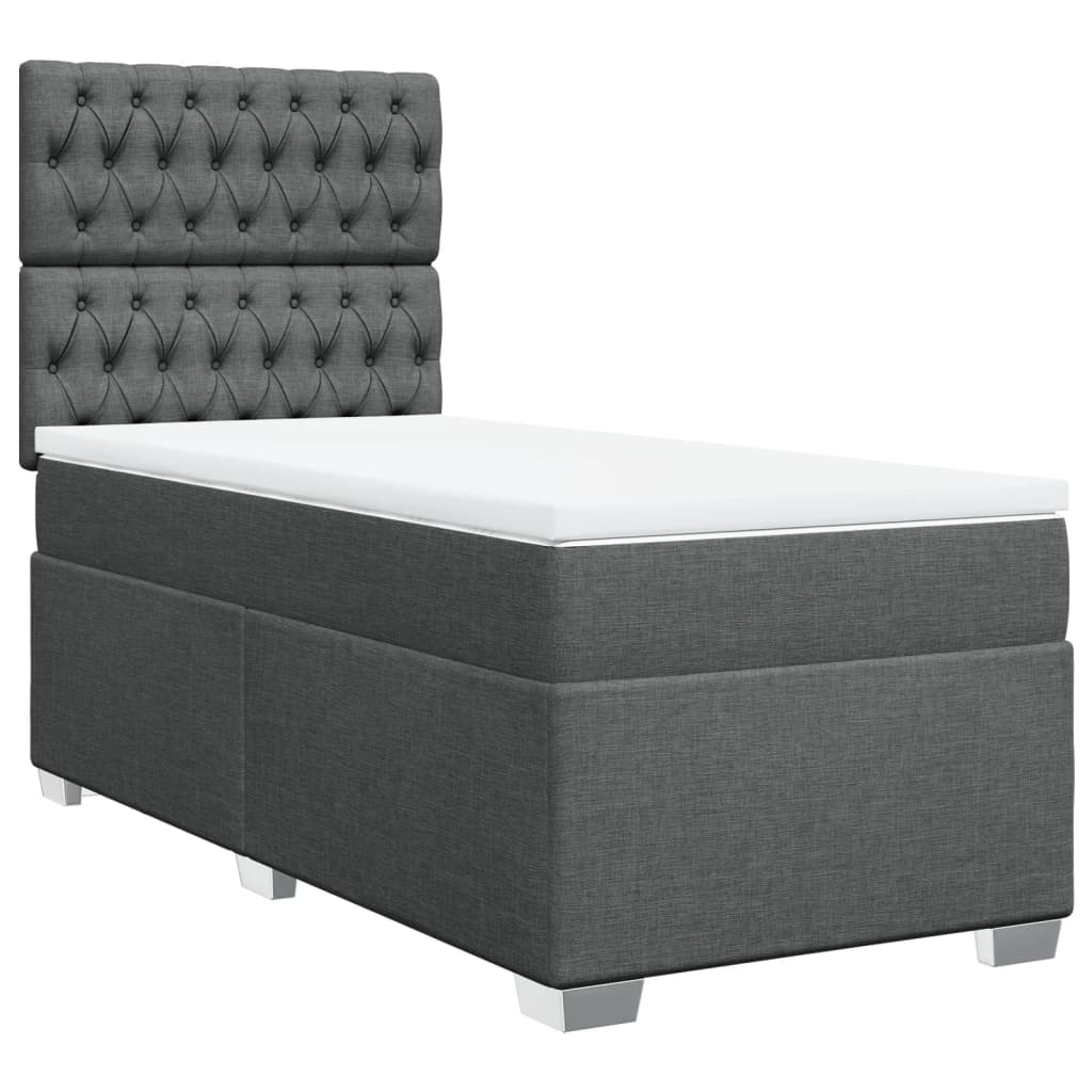 Boxspring met matras stof donkergrijs 100x200 cm