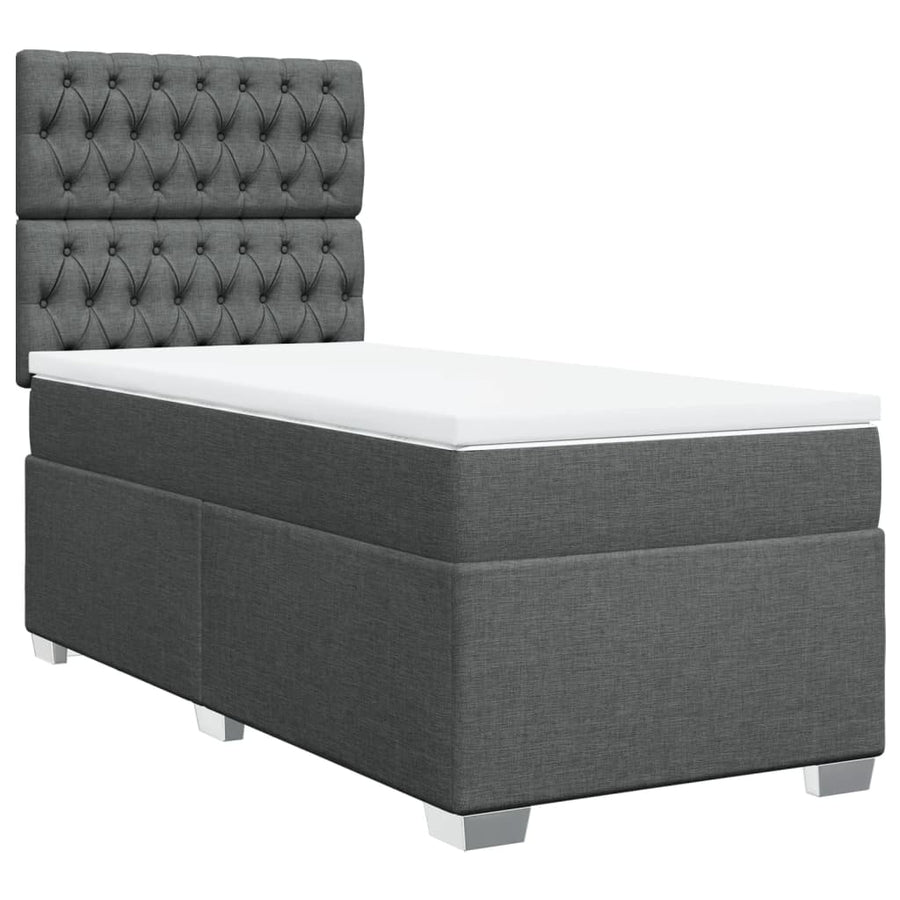 Boxspring met matras stof donkergrijs 100x200 cm