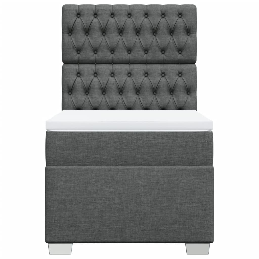 Boxspring met matras stof donkergrijs 100x200 cm