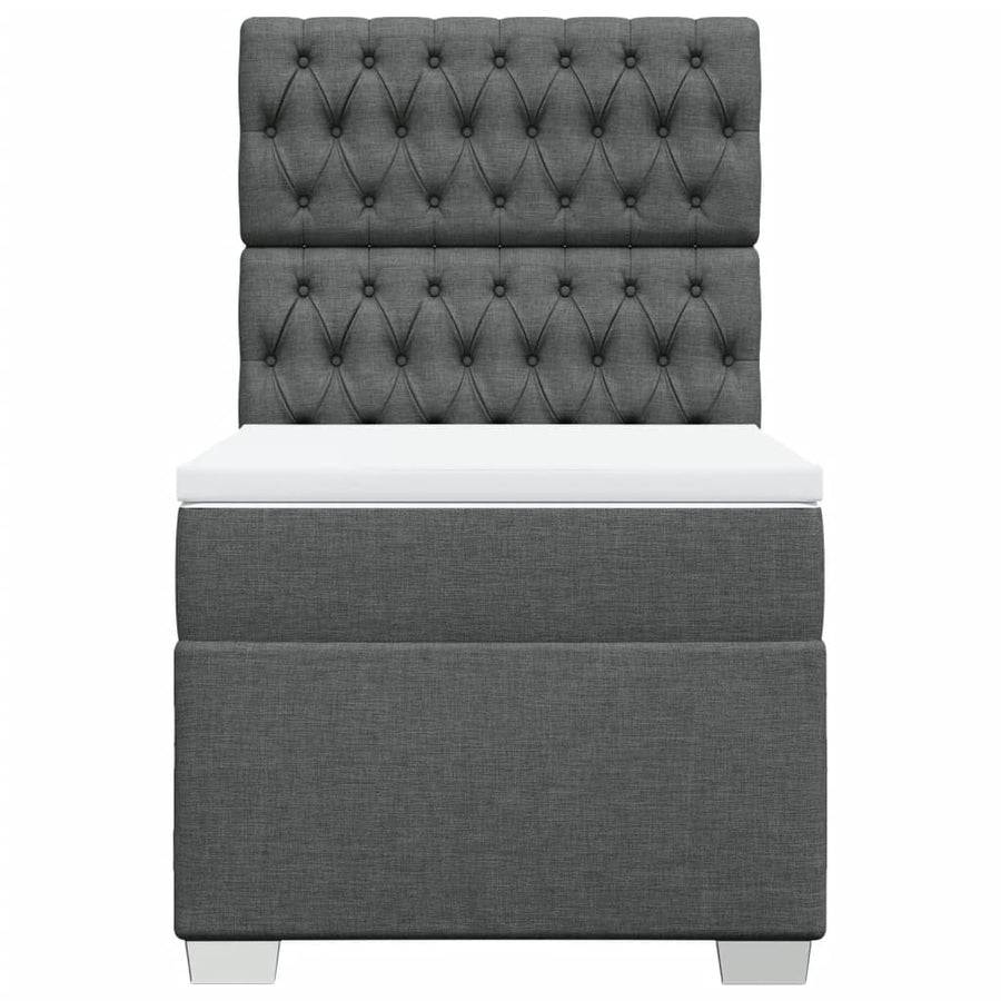 Boxspring met matras stof donkergrijs 100x200 cm
