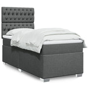 Boxspring 100x200 cm donkergrijs met pocketveringmatras