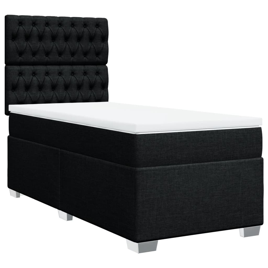 Boxspring met matras stof zwart 100x200 cm
