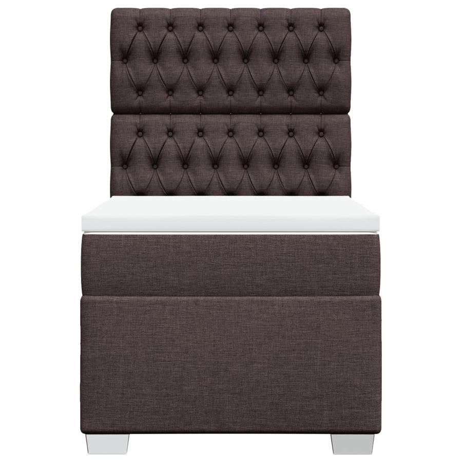 Boxspring met matras stof donkerbruin 100x200 cm