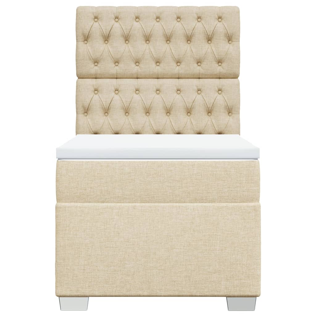 Boxspring met matras stof crèmekleurig 100x200 cm