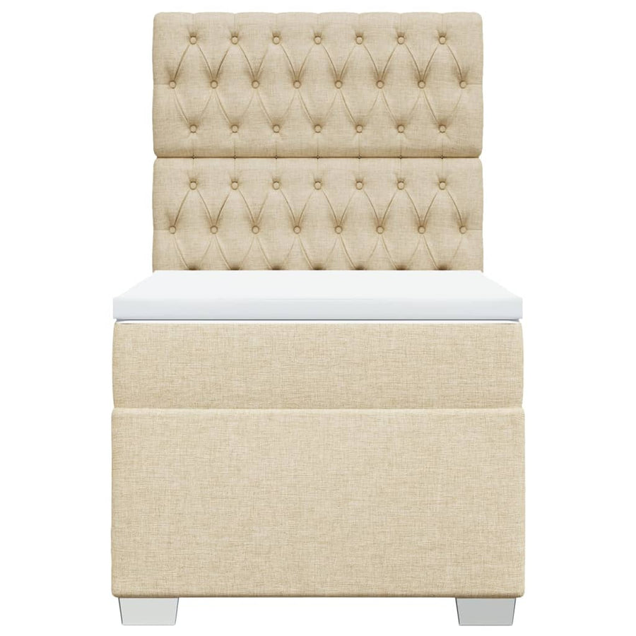Boxspring met matras stof crèmekleurig 100x200 cm