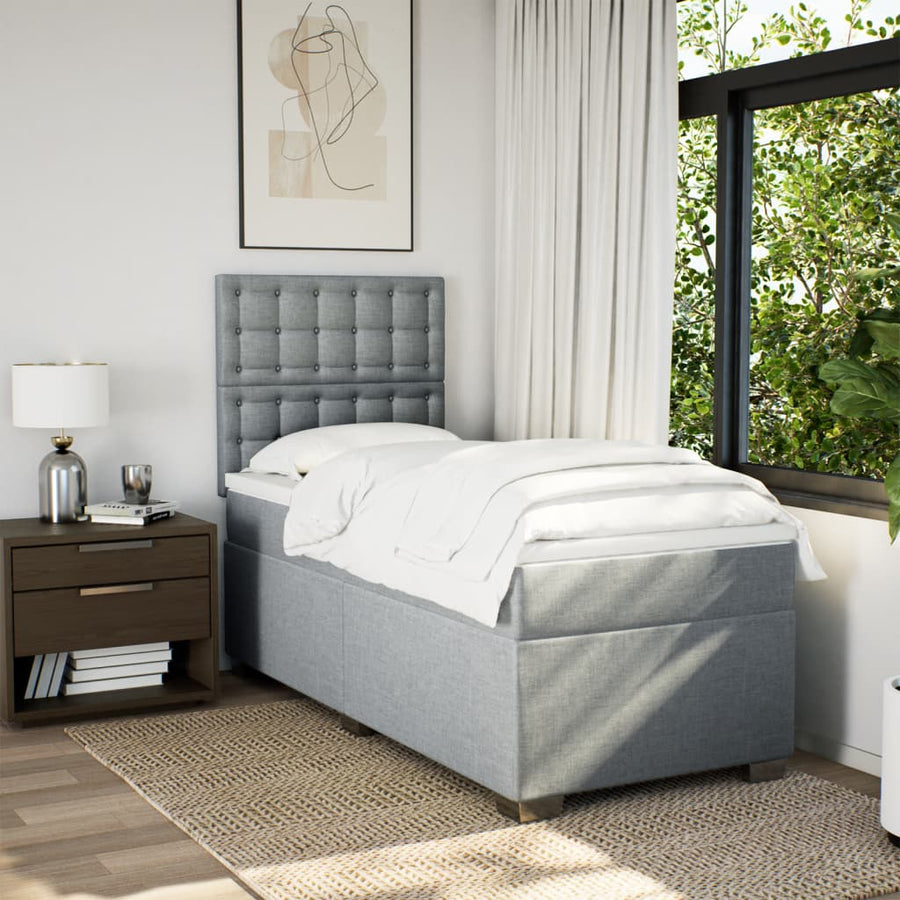 Boxspring met matras stof lichtgrijs 100x200 cm