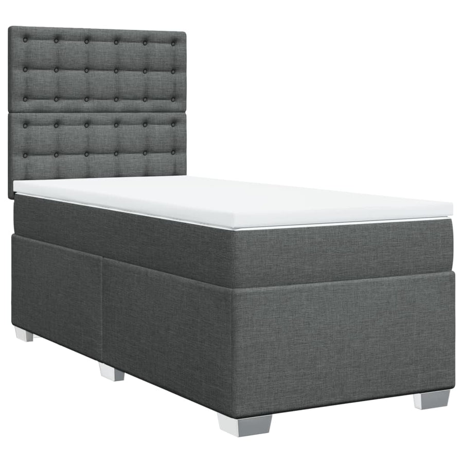 Boxspring met matras stof donkergrijs 100x200 cm