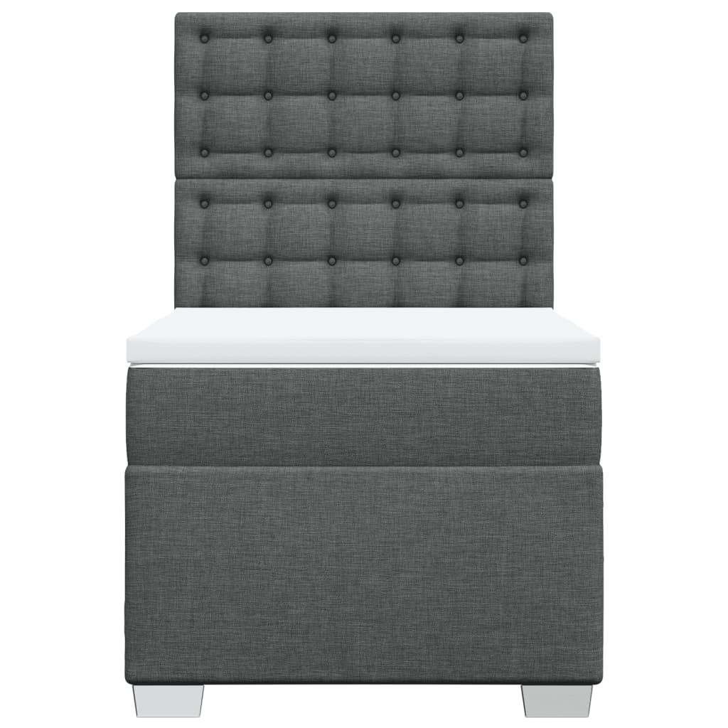 Boxspring met matras stof donkergrijs 100x200 cm