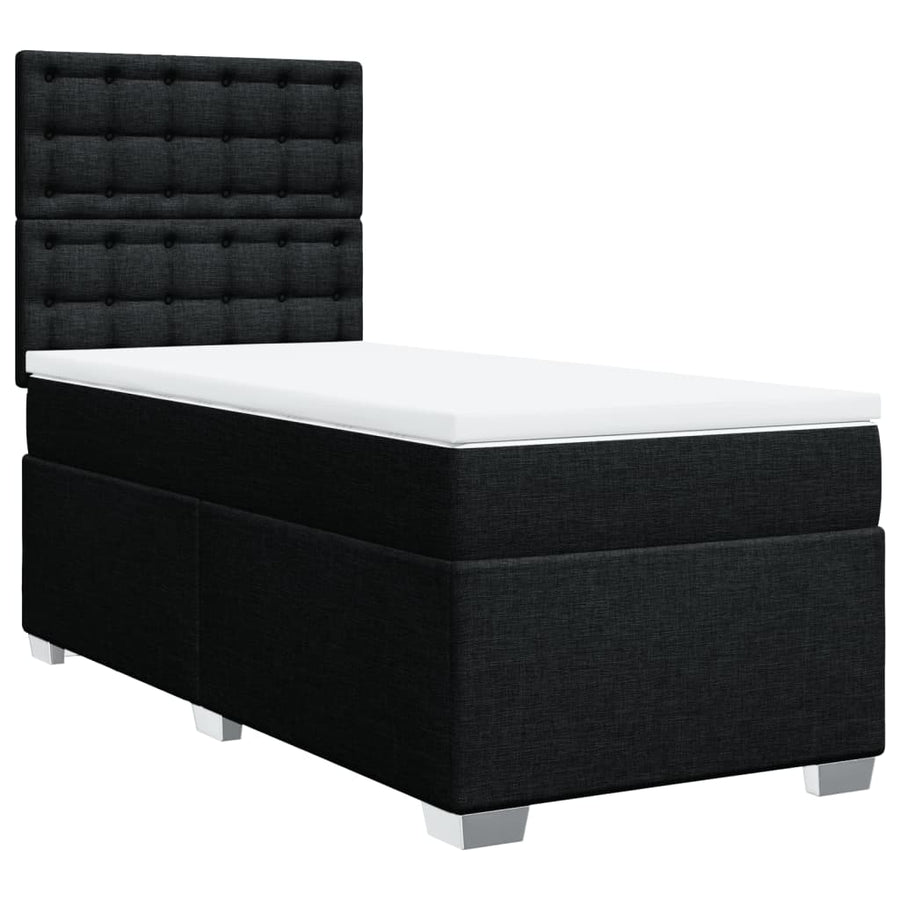 Boxspring met matras stof zwart 100x200 cm