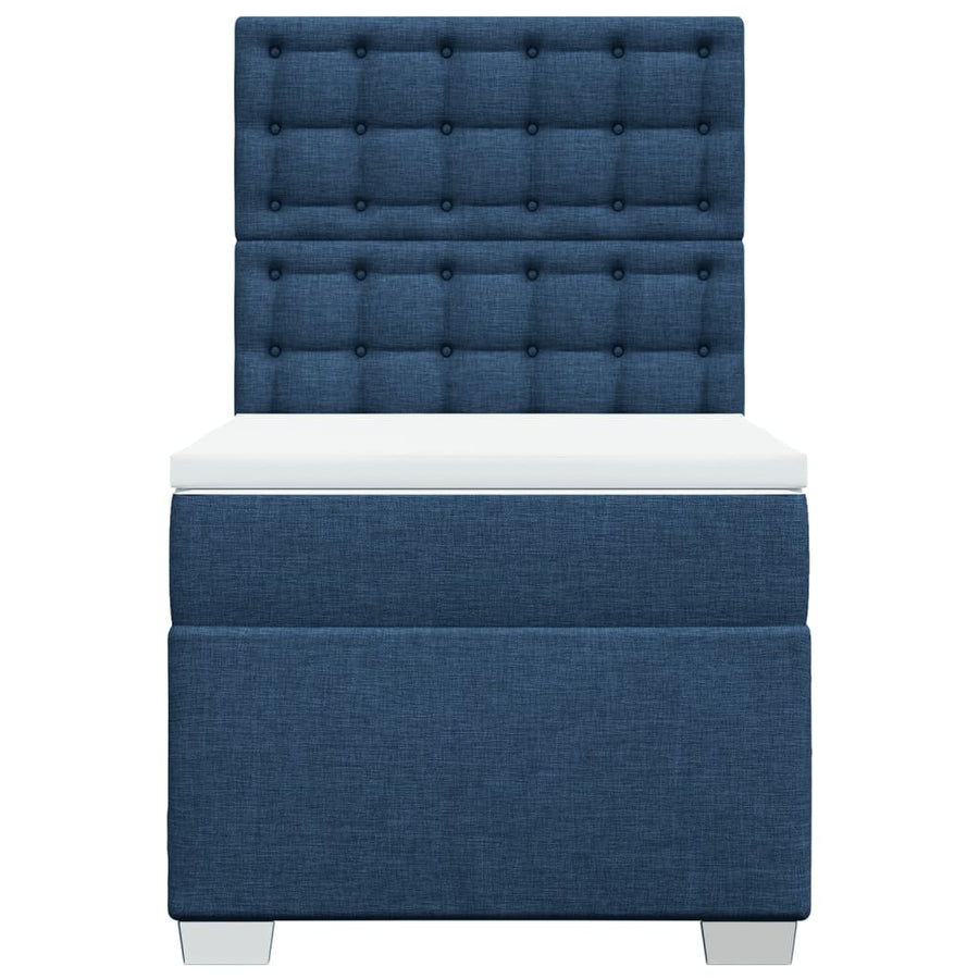 Boxspring met matras stof blauw 100x200 cm