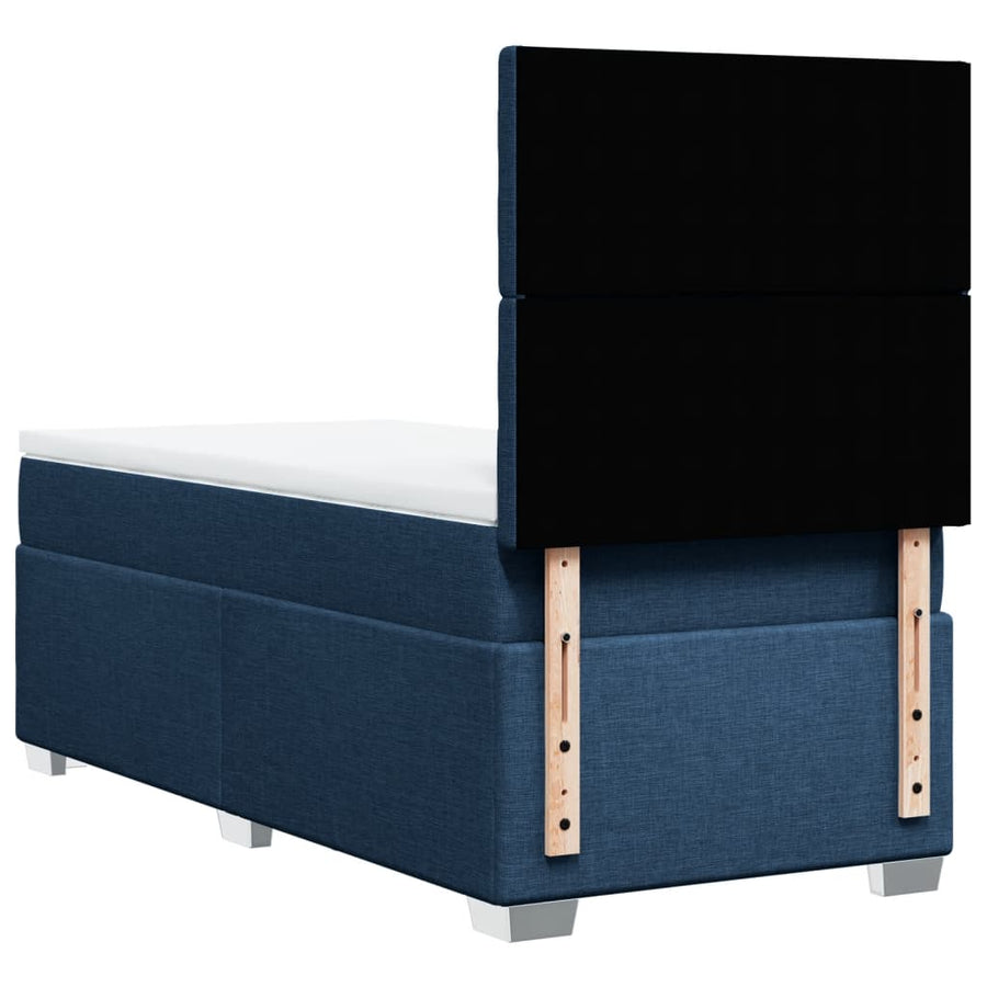 Boxspring met matras stof blauw 100x200 cm