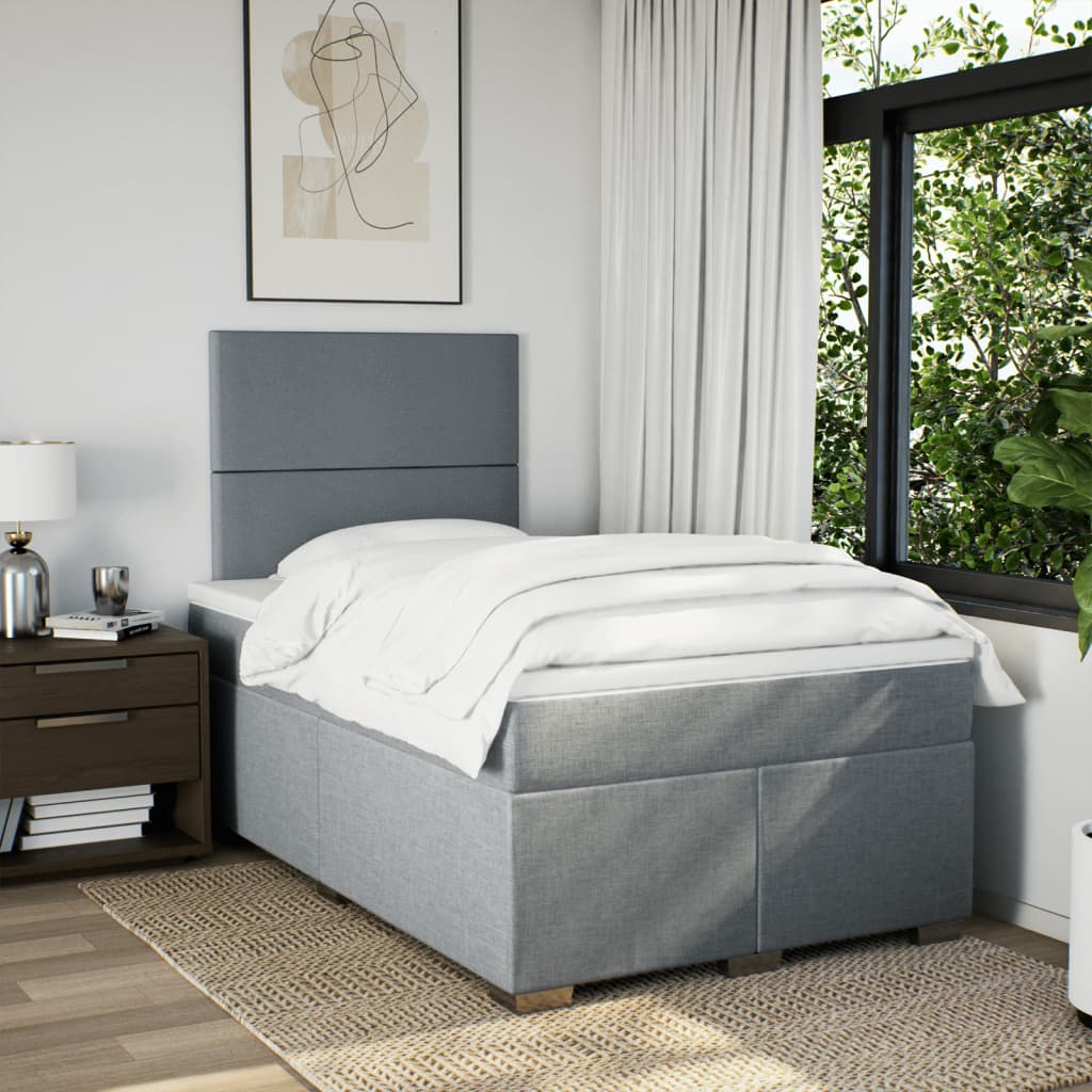 Boxspring met matras stof lichtgrijs 120x190 cm