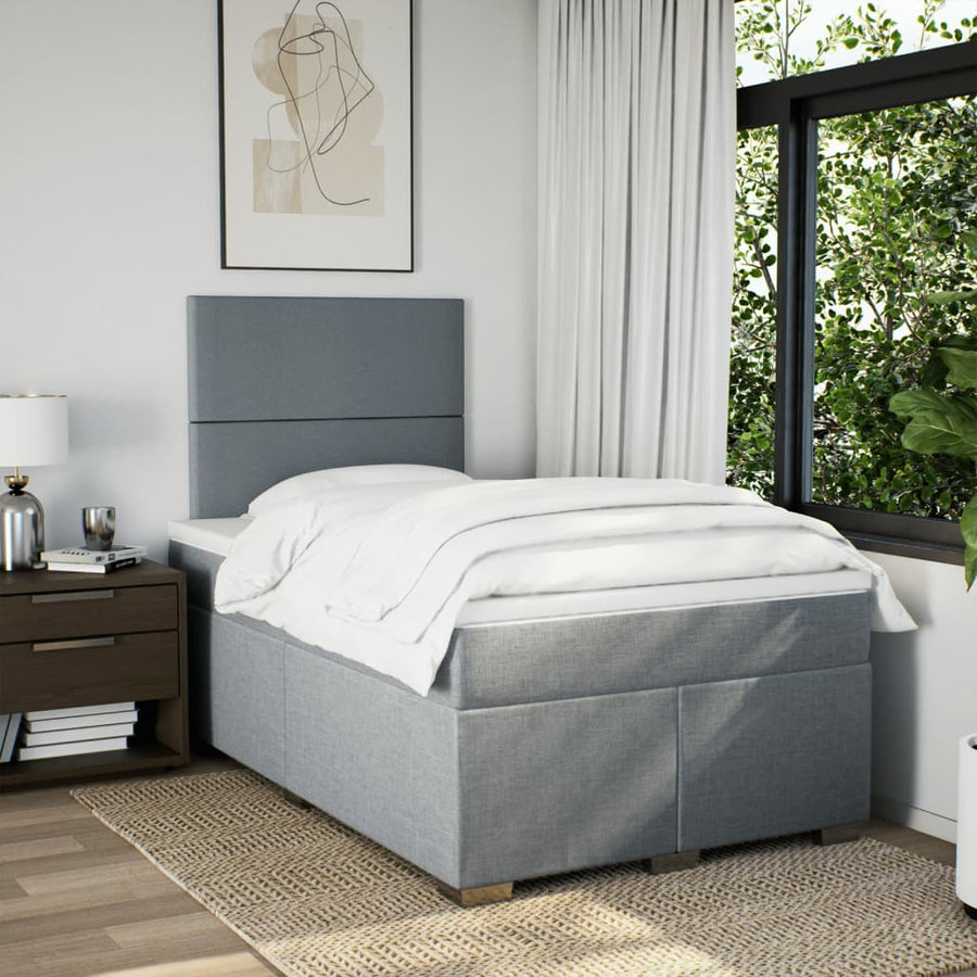 Boxspring met matras stof lichtgrijs 120x190 cm