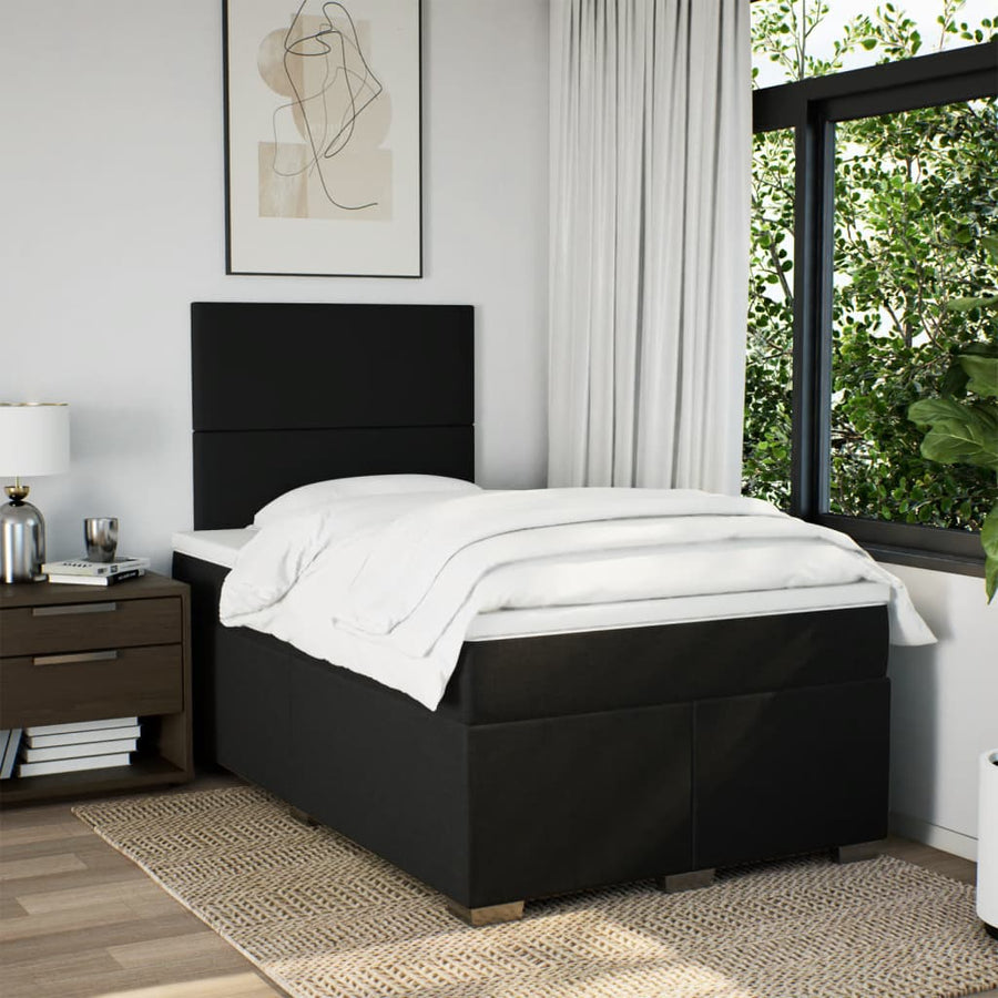 Boxspring met matras stof zwart 120x190 cm