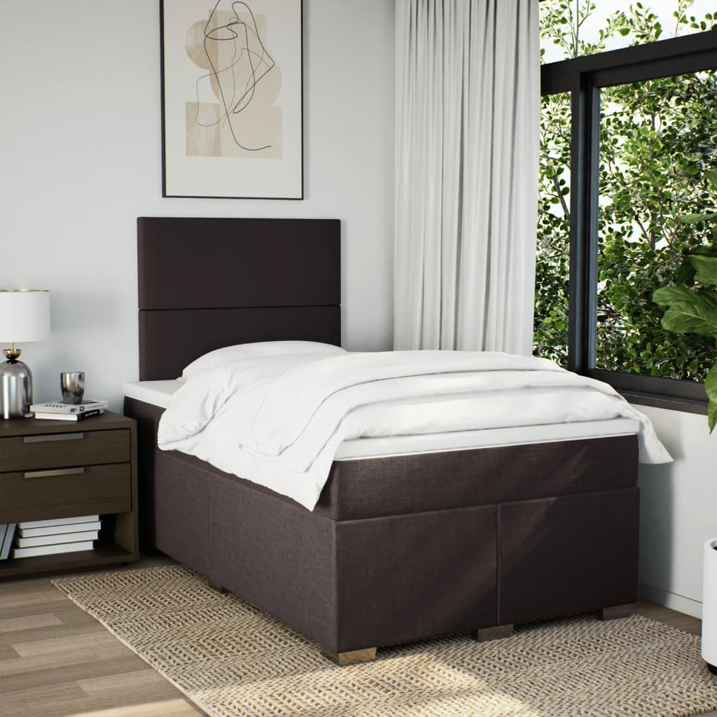 Boxspring met matras stof donkerbruin 120x190 cm