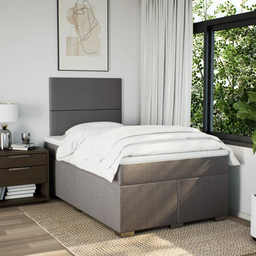 Boxspring met matras stof taupe 120x190 cm
