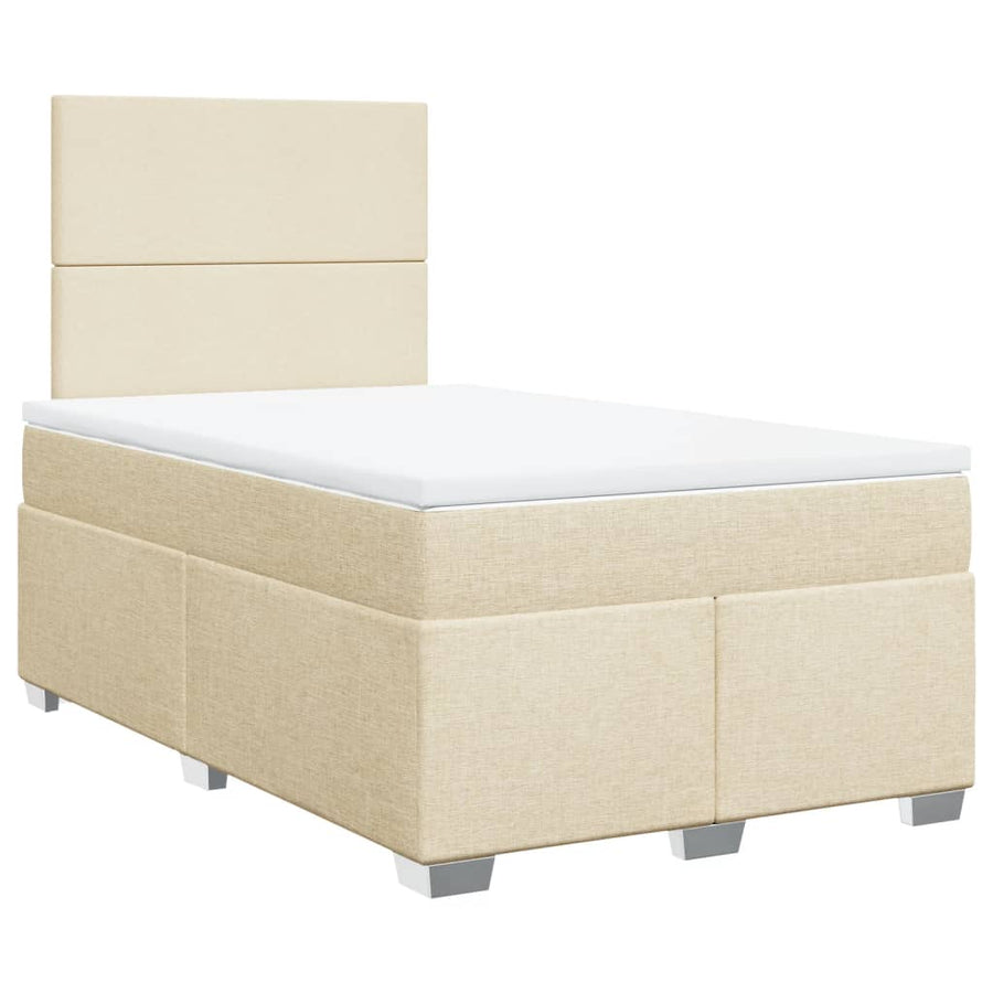 Boxspring met matras stof crèmekleurig 120x190 cm