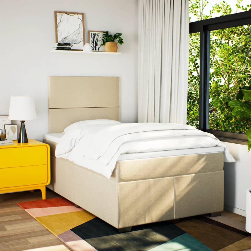 Boxspring met matras stof crèmekleurig 120x190 cm