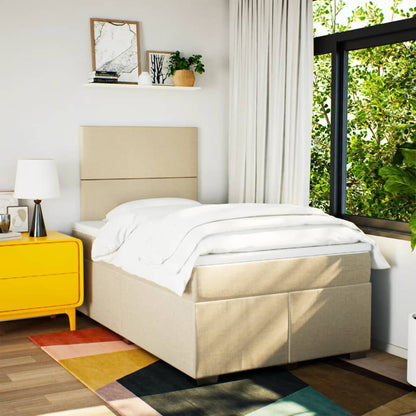 Boxspring met matras stof crèmekleurig 120x190 cm