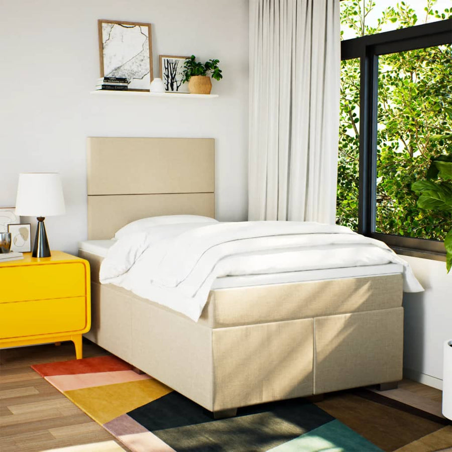Boxspring met matras stof crèmekleurig 120x190 cm