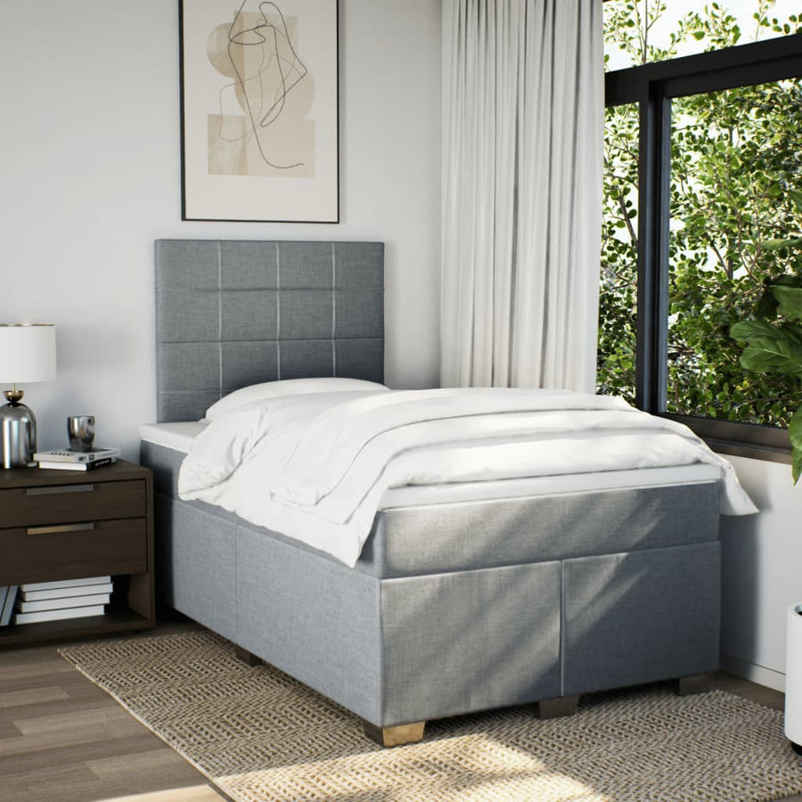 Boxspring met matras stof lichtgrijs 120x190 cm