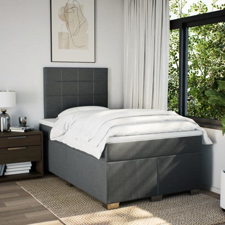 Boxspring met matras stof donkergrijs 120x190 cm
