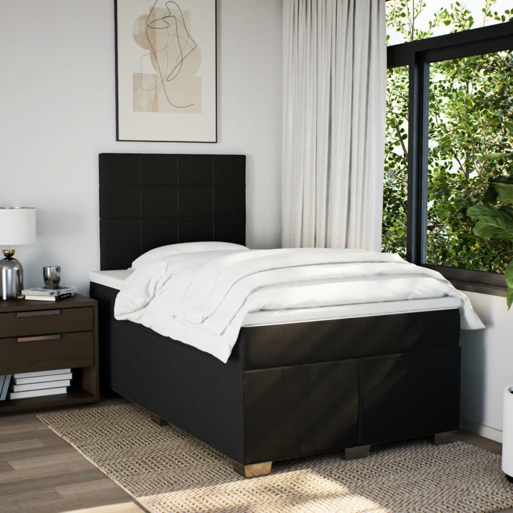 Boxspring met matras stof zwart 120x190 cm