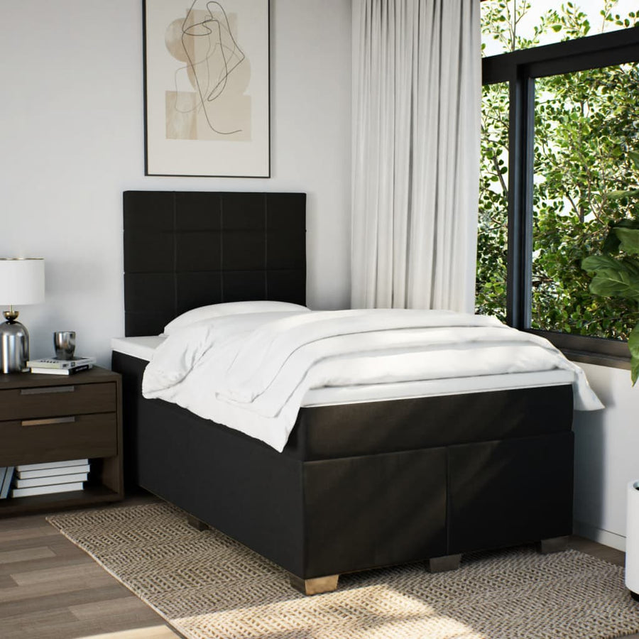 Boxspring met matras stof zwart 120x190 cm