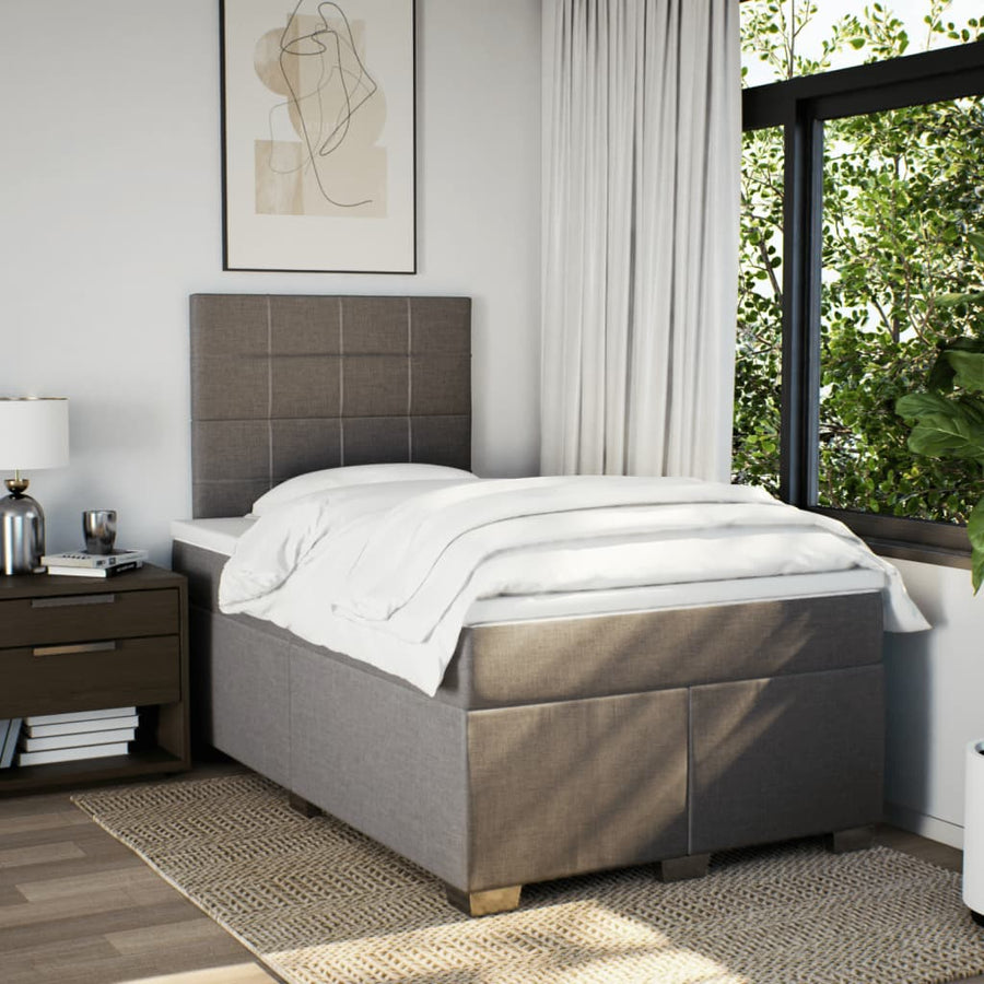 Boxspring met matras stof taupe 120x190 cm