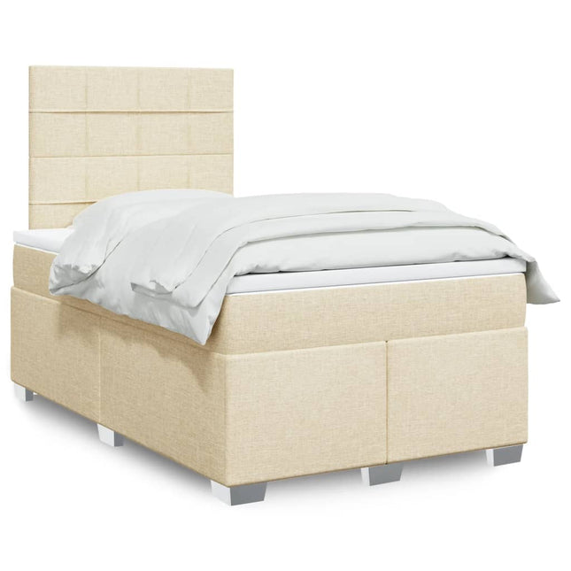 Boxspring met matras stof crèmekleurig 120x190 cm