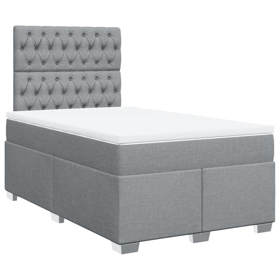Boxspring met matras stof lichtgrijs 120x190 cm