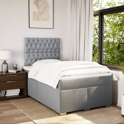 Boxspring met matras stof lichtgrijs 120x190 cm