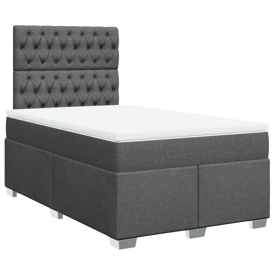 Boxspring met matras stof donkergrijs 120x190 cm