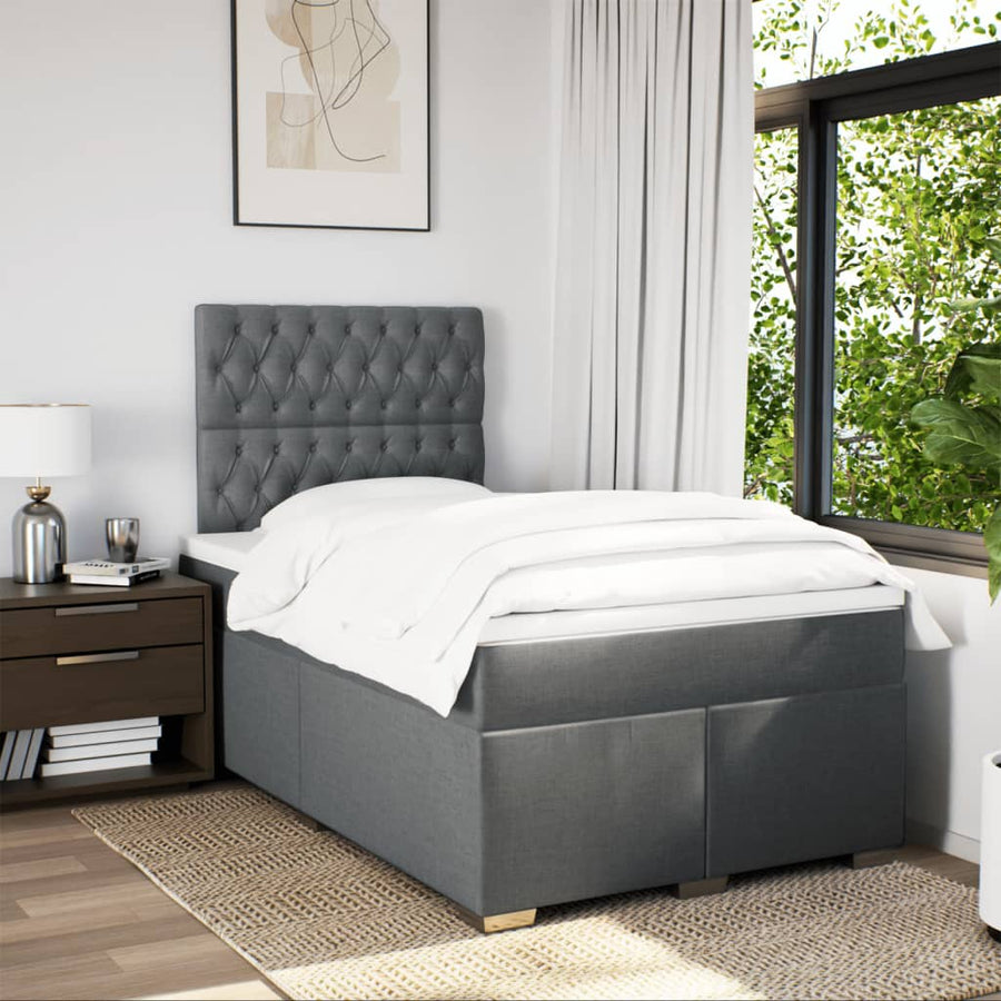 Boxspring met matras stof donkergrijs 120x190 cm