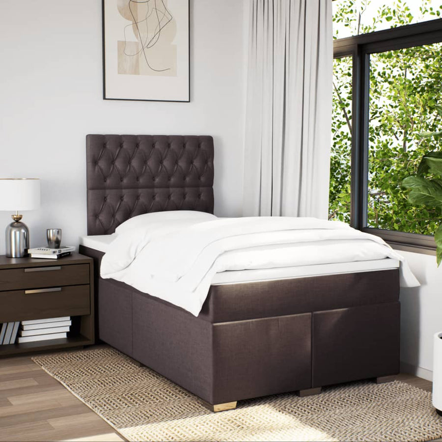 Boxspring met matras stof donkerbruin 120x190 cm