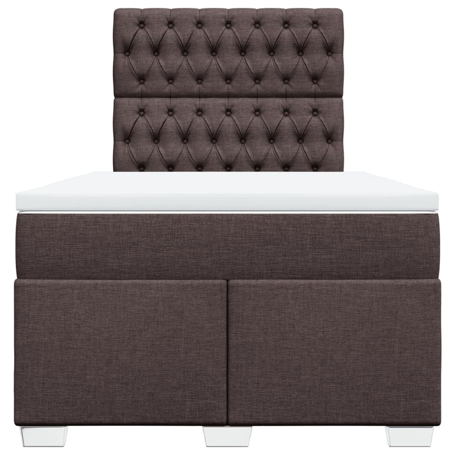 Boxspring met matras stof donkerbruin 120x190 cm