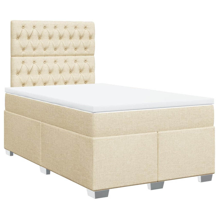 Boxspring met matras stof crèmekleurig 120x190 cm