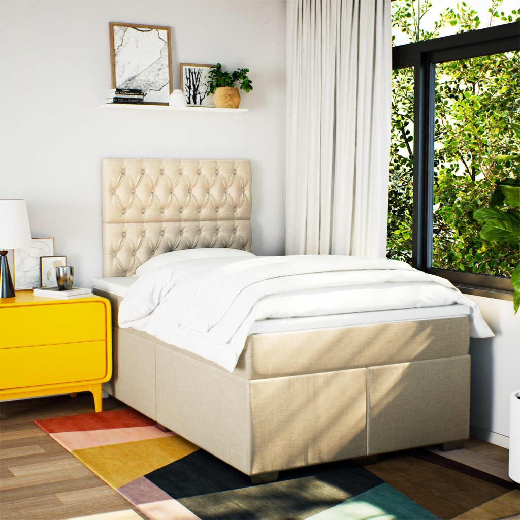 Boxspring met matras stof crèmekleurig 120x190 cm